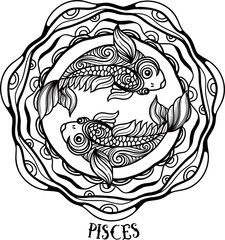 Detailed pisces in aztec style