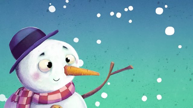 Mu&ntilde;eco de nieve nevando