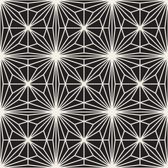 Vector Seamless Black And White Bursting Lines Geometric Pattern