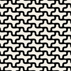 Vector Seamless Black And White Rounded Lines Pattern