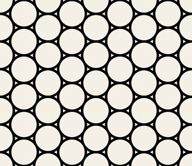 Vector Seamless Black And White Rounded Circles Geometric Pattern