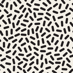 Vector Seamless Black And White Rounded Jumble Lines Geometric Pattern