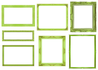 collection green frame isolated on white background, clipping pa