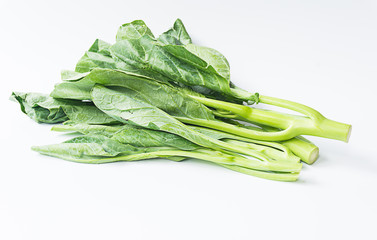 Chinese kale vegetable on white background