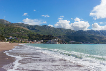 Becici beach in Budva, Montenegro.