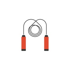 Skipping rope jump icon, with long swirl rope, flat design