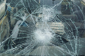 Broken windshield in car accident