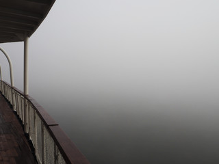 ship in dense fog (background)