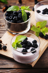 Healthy breakfast with berry and mint