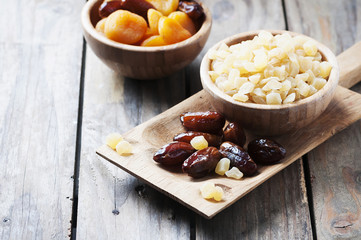 Mix of dried fruits on the table