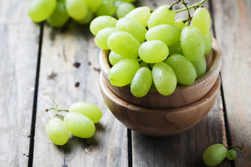 White grape on the wooden table