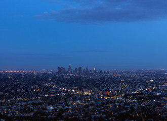 Fototapeta na wymiar Los Angeles panoramic view at sunset time