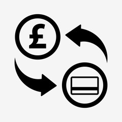 Money convert icon. Pound. Flat design style