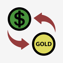 Money convert icon. USD. Flat design style