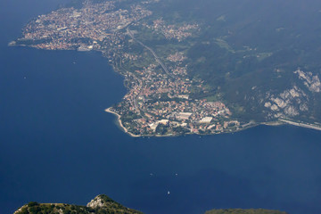 aerial of Abbadia Lariana and Mandello villages, Italy