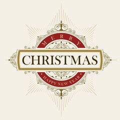 Elegant Christmas vector frame and emblem template