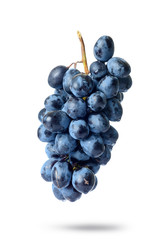 Bunch of grapes with water drops, isolated on white background