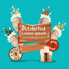 Beer Glass Barrel Oktoberfest Festival Banner