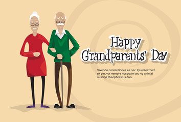 Grandfather With Grandmother Happy Grandparents Day Greeting Card Banner
