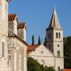 Fototapeta premium Catholic church in town of Zlarin, on Zlarin island, Croatia