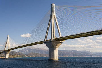 Fototapeta premium Cable-stayed suspension bridge crossing Corinth Gulf strait, Greece