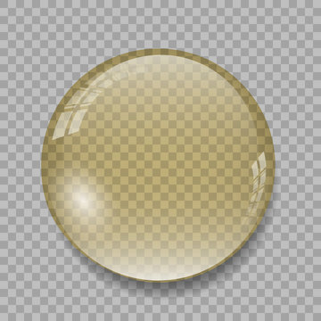 Yellow crystal ball on transparent background. Isolated Vector.