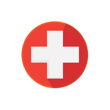 Flat Medical Hospital Icon With Long Shadow