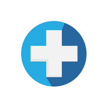Flat Medical Hospital Icon With Long Shadow