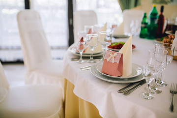 table set for wedding or another catered event dinner