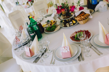 table set for wedding or another catered event dinner