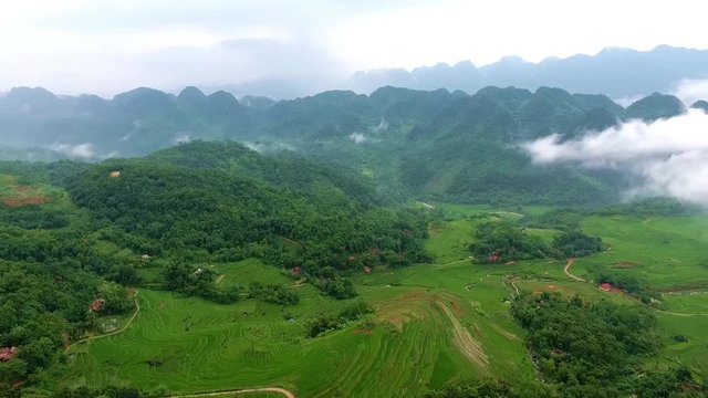 Beautiful Rice Terraces from above in Thanh Hoa, Vietnam 