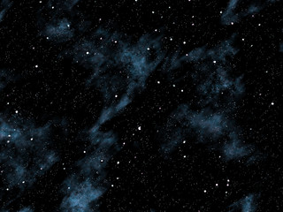 Small and medium sized stars on the planet cloudy black sky.