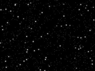 Many white stars of various sizes in outer space.