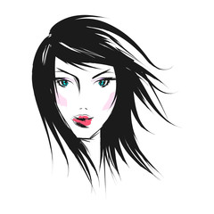 face glamorous girl cartoon