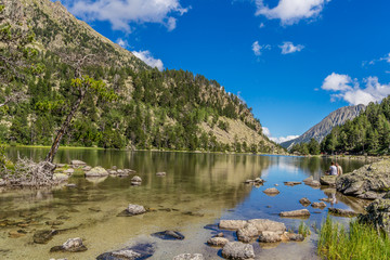 The Ratera Lake in Pyrenees Catalonia Spain, on National Park Aiguestortes.