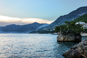 Fototapeta na wymiar Croatia, Brela sea view, Adriatic sea, Dalmatia Makarska
