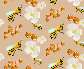 honey seamless pattern / agruculture / beekeeping