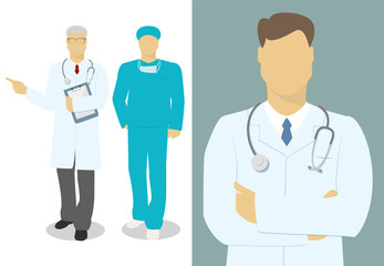 Fototapeta premium Male doctor, the doctor set of characters , vector