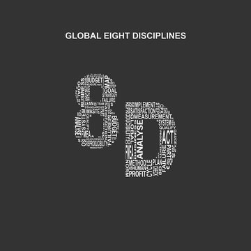 Global eight disciplines typography background
