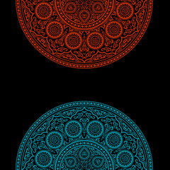 Black Background with Round Ornament Pattern - Arabic, Islamic style