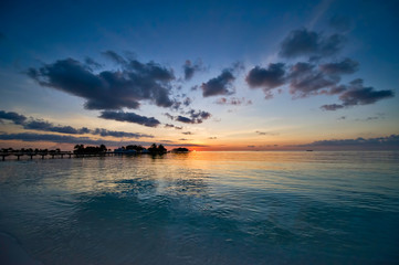 Sunset time to Maldives Paradise Islands