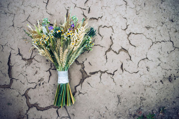 bouquet of flowers on ground