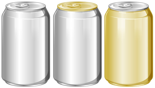 Three aluminum cans without label