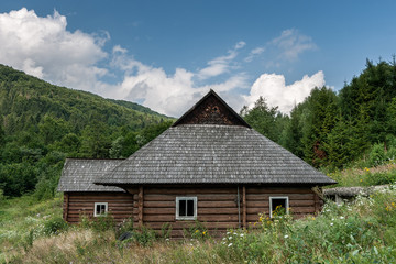 The old wooden house in the mountains.