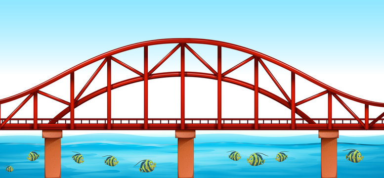 Scene with bridge over the ocean