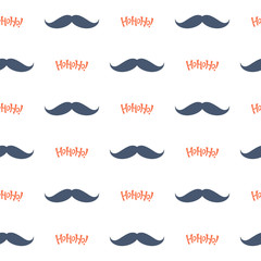 Seamless pattern with Santa Claus mustache and Ho Ho Ho! lettering for Christmas design
