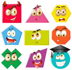 Different shapes with facial expressions