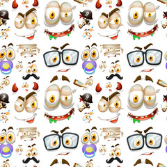 Seamless background with different facial expressions