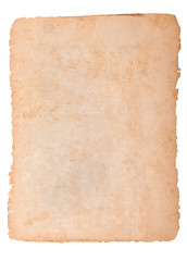 Old paper isolated on a white background.
