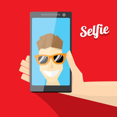 Taking Selfie Photo on Smart Phone concept icon